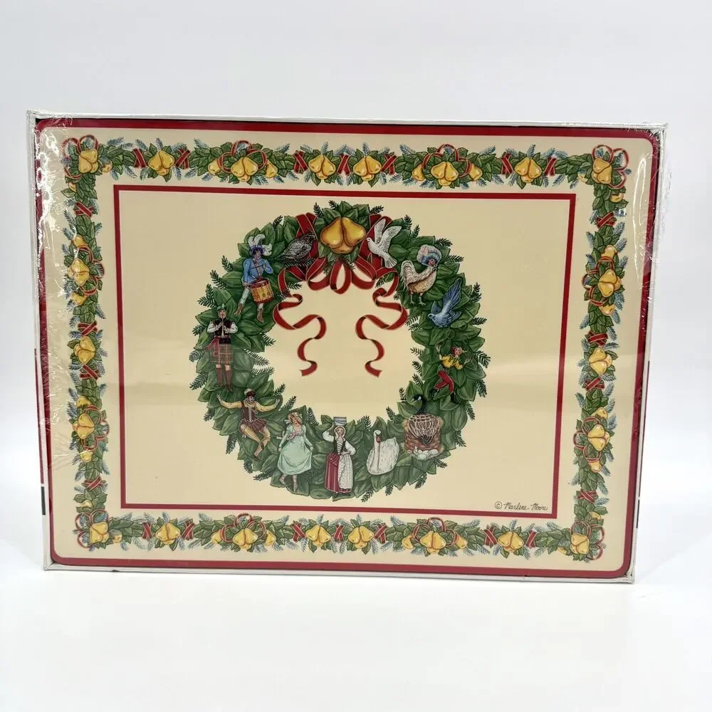 MARLENE MOORE VTG Pimpernel Cork Place Mats Set/4 ENGLAND 12 DAYS OF CHRISTMAS